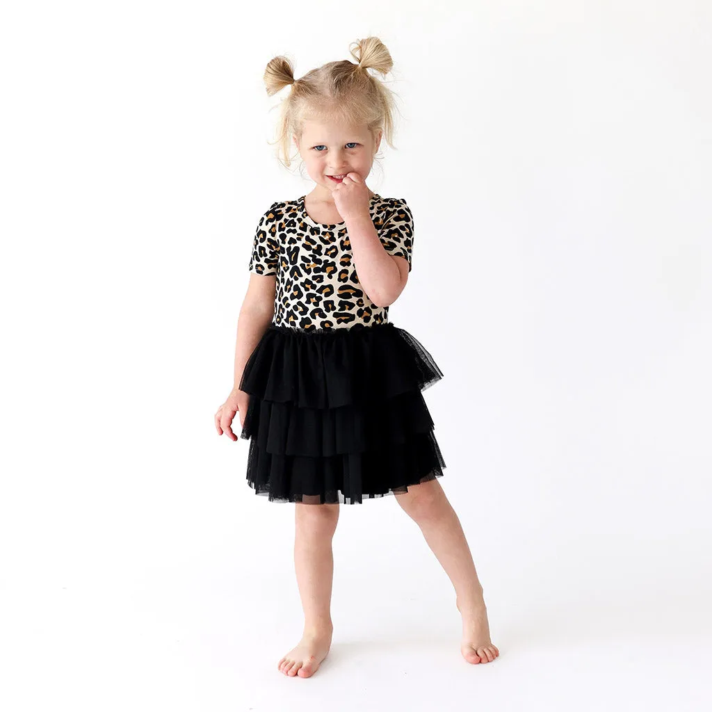 Posh Peanut Short Sleeve Tulle Dress - Lana Leopard