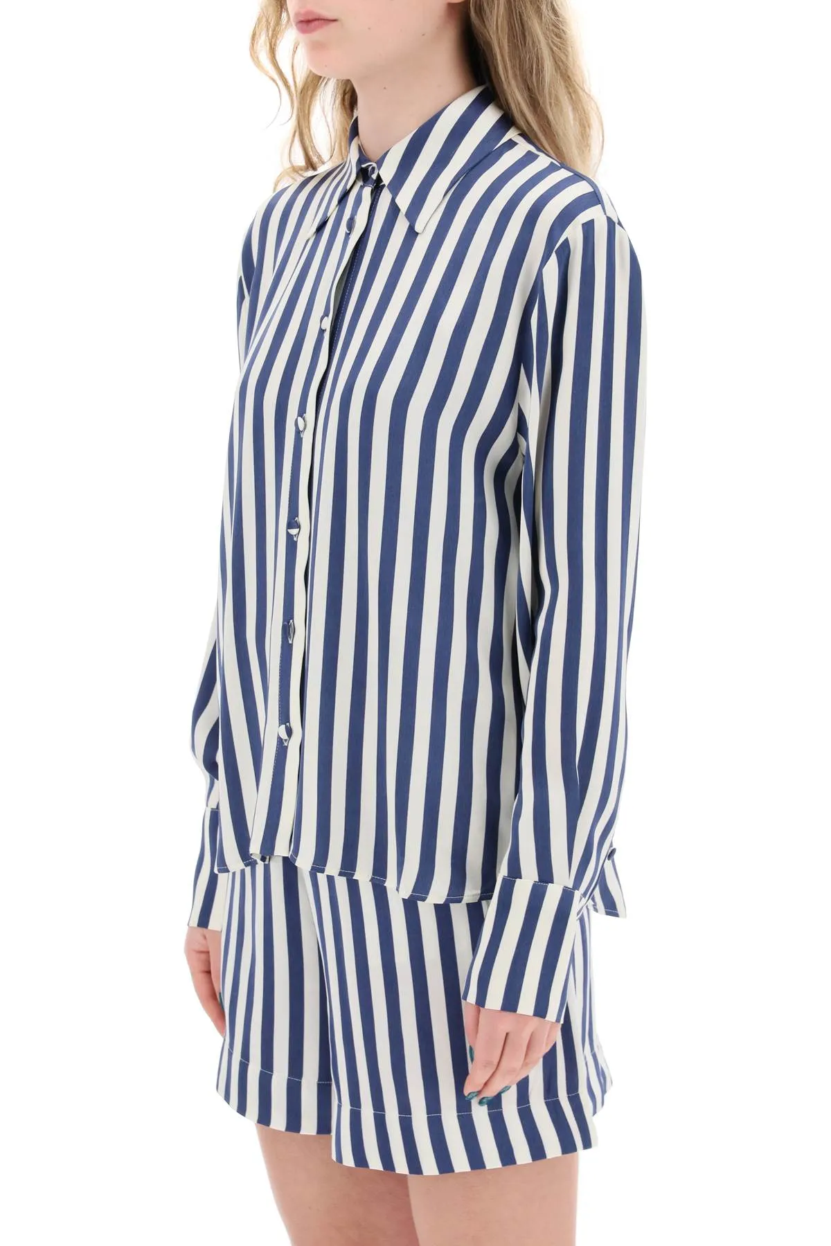 "striped charmeuse shirt by le