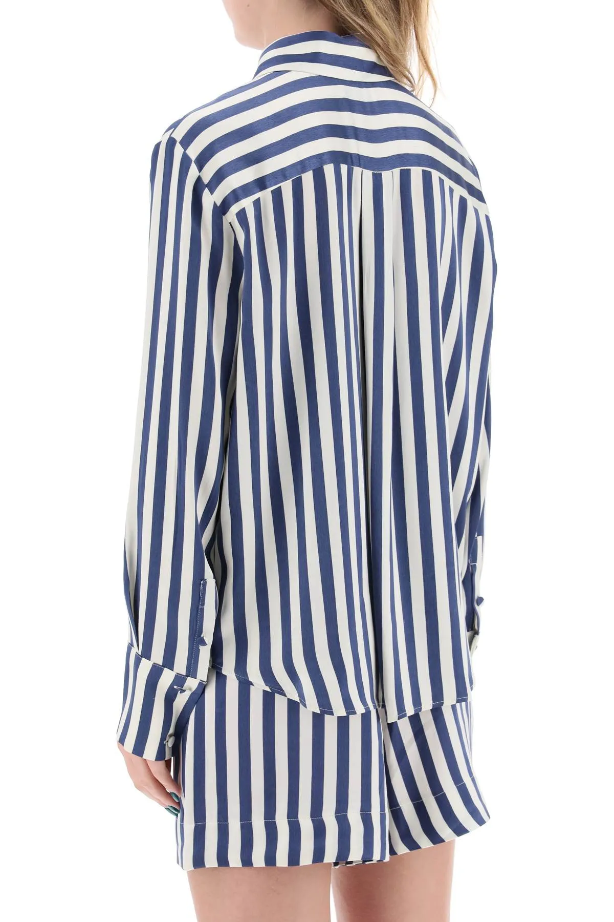 "striped charmeuse shirt by le