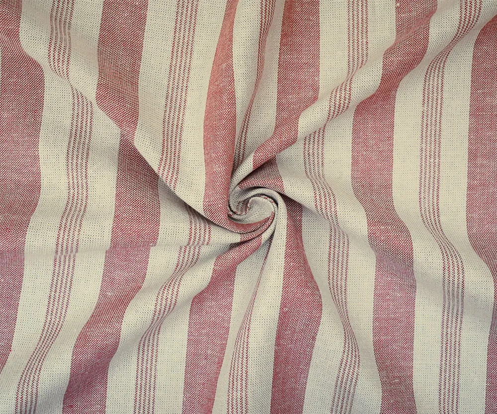 Red-Light Beige Famous Maker Cotton Stripe Shirting Woven Fabric