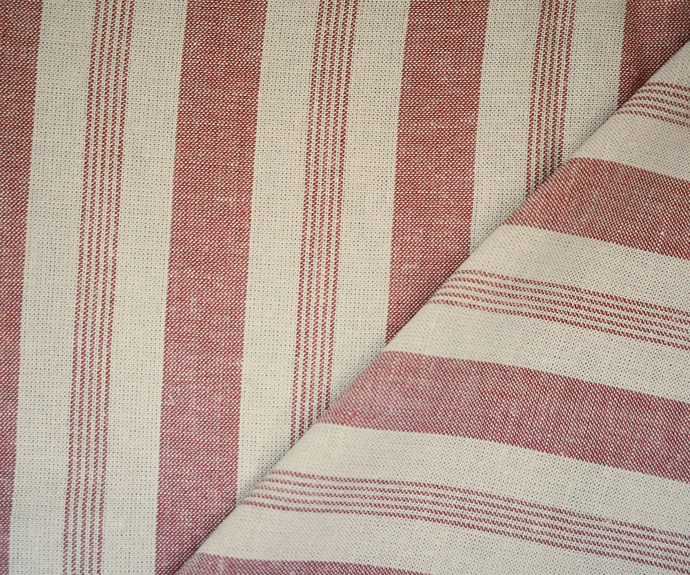 Red-Light Beige Famous Maker Cotton Stripe Shirting Woven Fabric