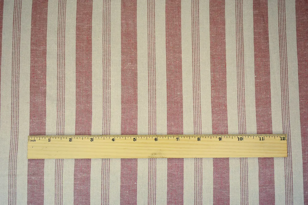 Red-Light Beige Famous Maker Cotton Stripe Shirting Woven Fabric