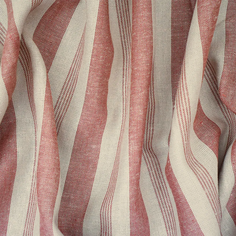 Red-Light Beige Famous Maker Cotton Stripe Shirting Woven Fabric