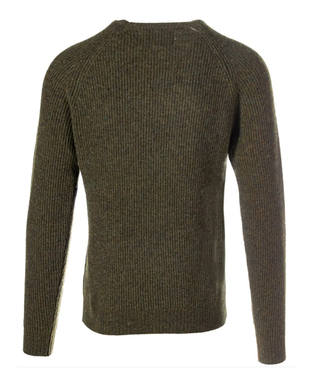 Schott NYC Men's Ribbed Knit Wool Crewneck Sweater - Moss