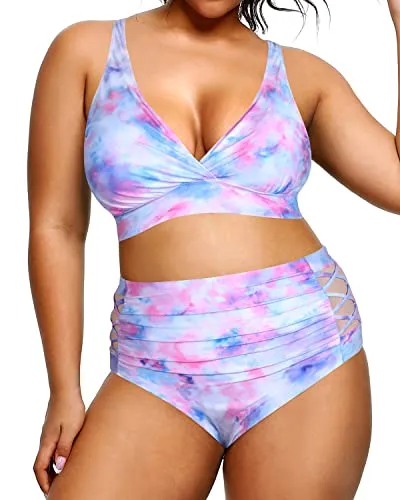 Sexy Plus Size Bikini High Waisted Bikini Swimsuits For Women-Tie Dye