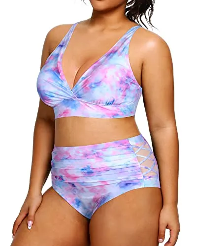 Sexy Plus Size Bikini High Waisted Bikini Swimsuits For Women-Tie Dye