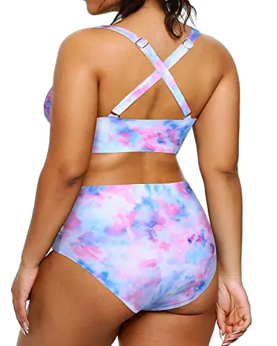 Sexy Plus Size Bikini High Waisted Bikini Swimsuits For Women-Tie Dye