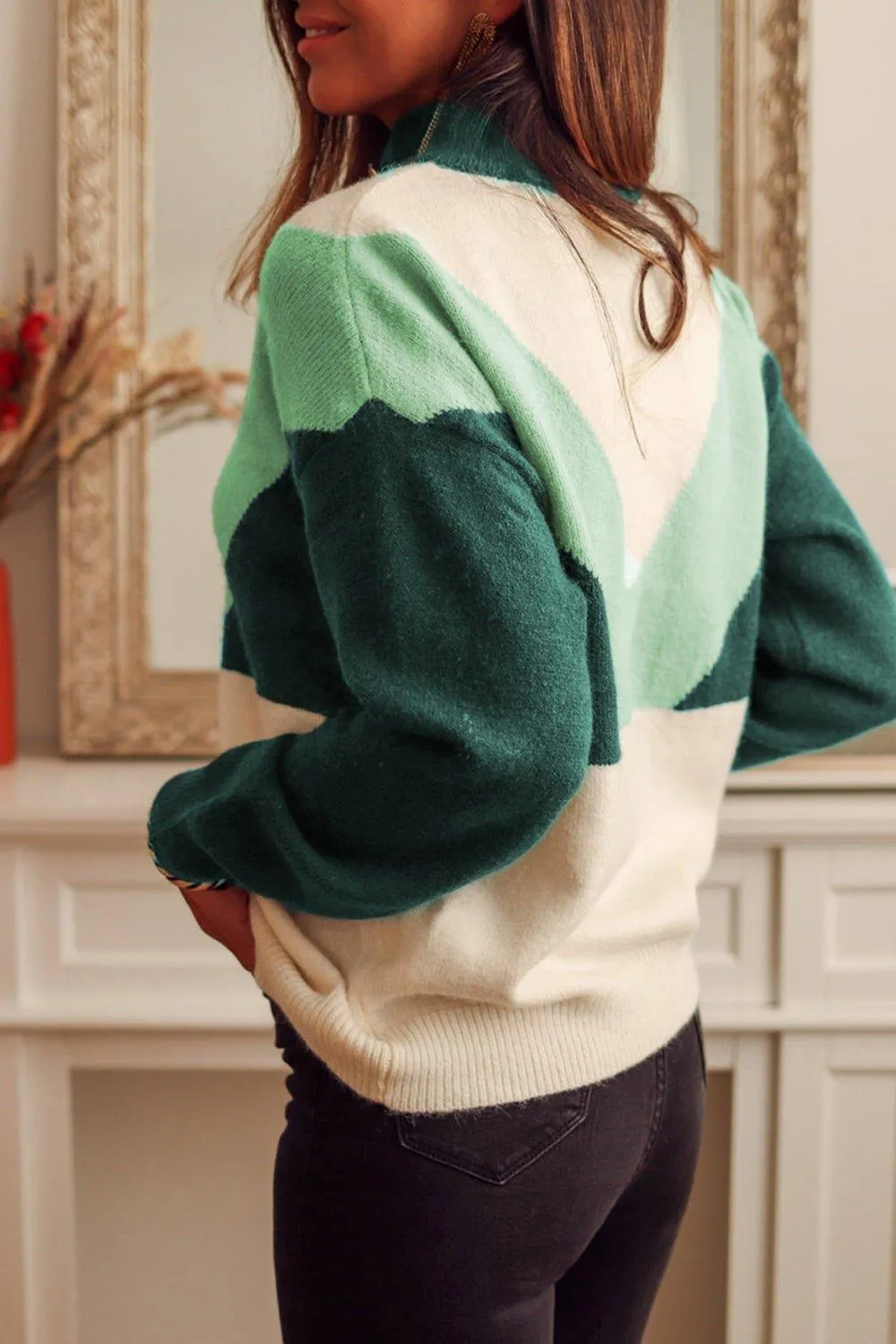 Shades Of Green Buttoned Sweater