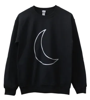 Silver Metallic Crescent Moon Unisex Crewneck Sweatshirt - Color Options Available