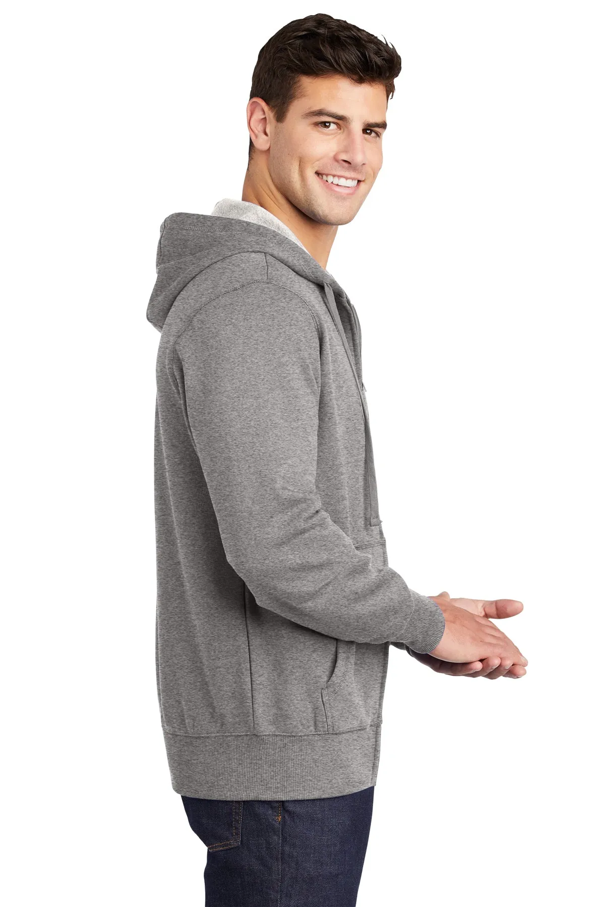 Sport-Tek Customized Full-Zip Hooded Sweatshirts, Vintage Heather