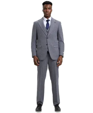 Stacy Adams Hybrid- Fit Vested Suit, Plaid Grey