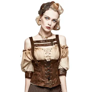 Steampunk Spring Summer  Gothic Women Corset Vest Accessories Camisole Sleeveless Sexy Backless Halter Jacket Waistcoats