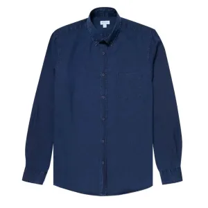 Sunspel Soft Twill Button Down Shirt Indigo