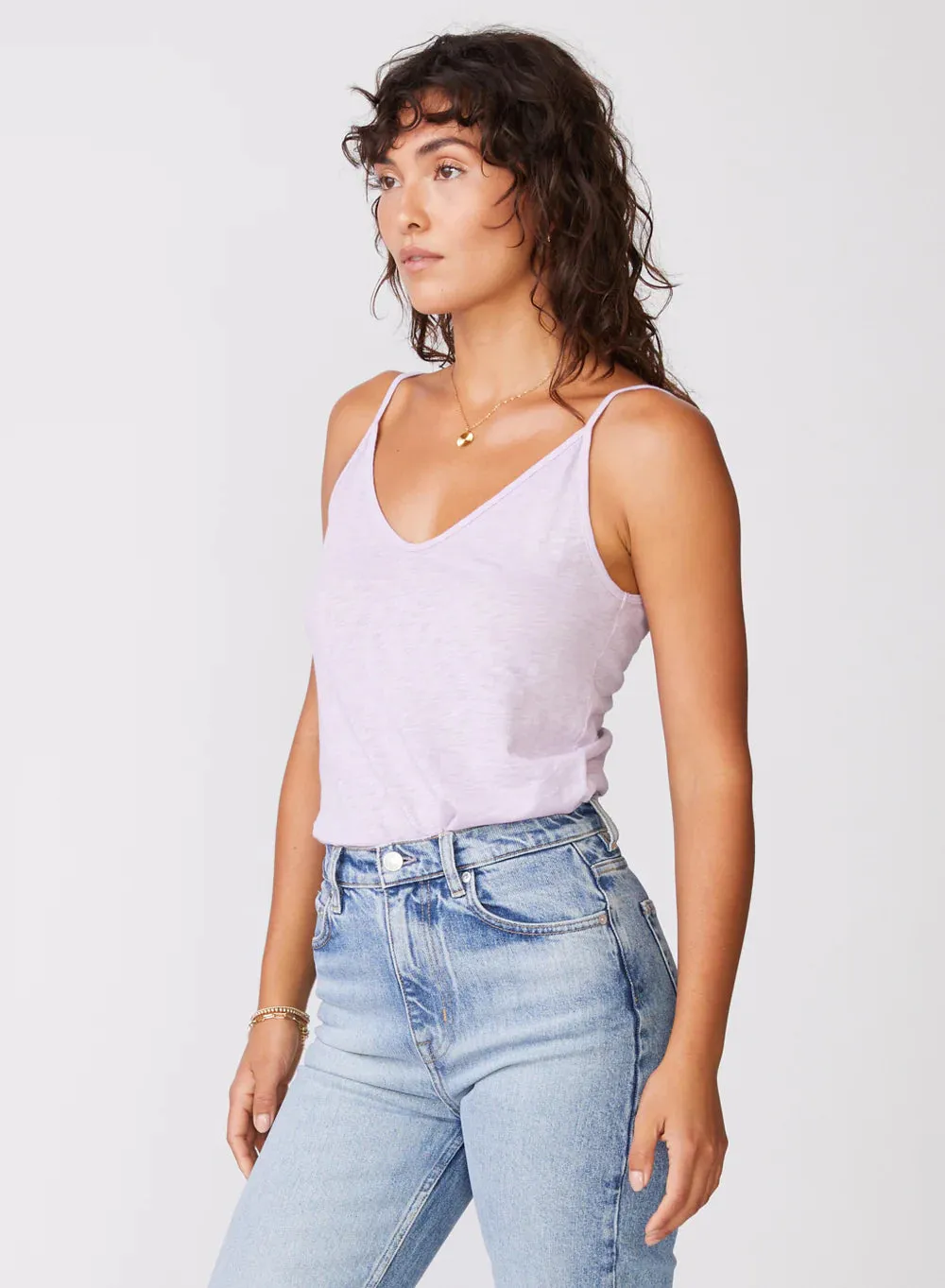 Supima Slub Jersey V Neck Tank - Lilac