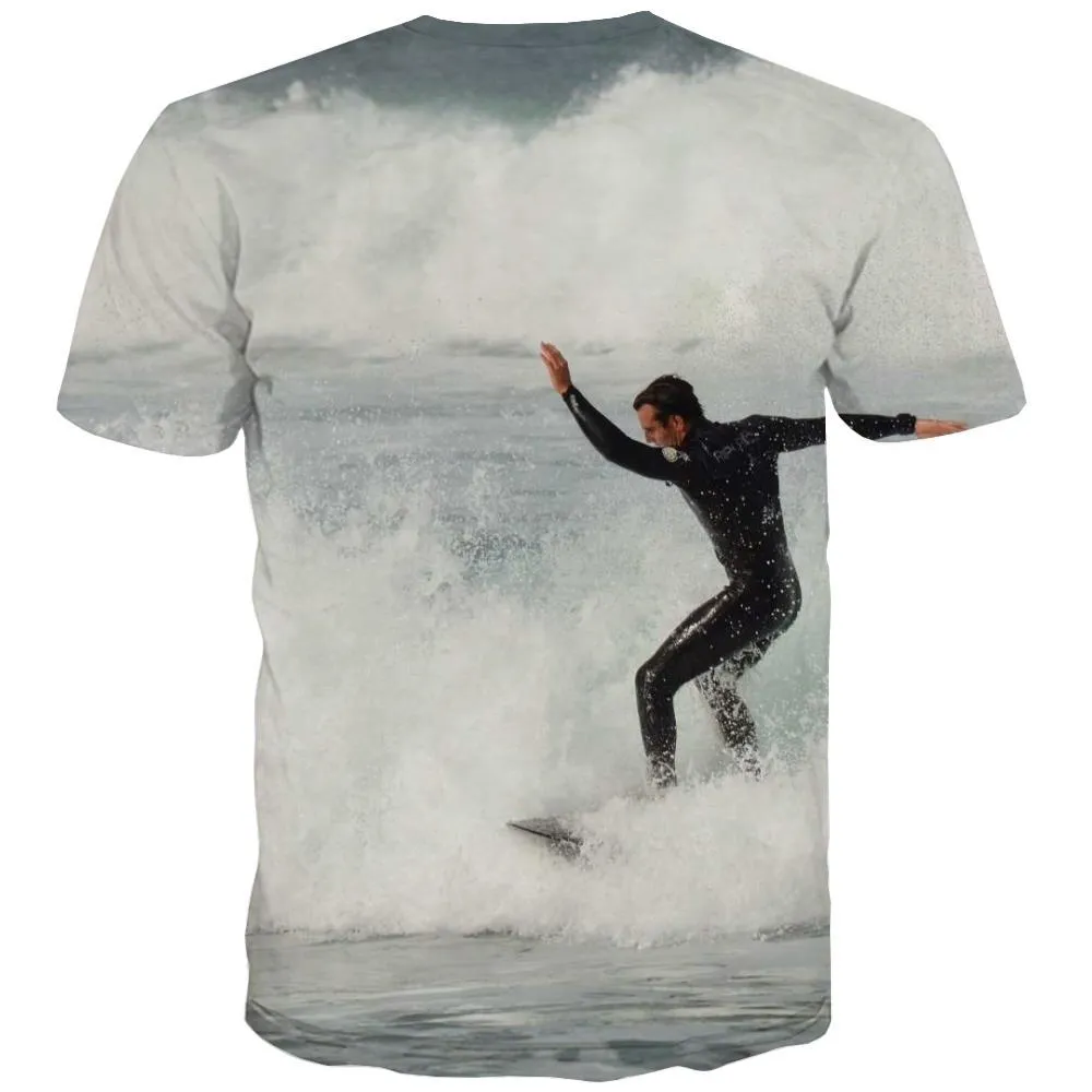 surf T shirts Men The sea T-shirts 3d sport Tshirts Novelty Cool Tshirt Printed