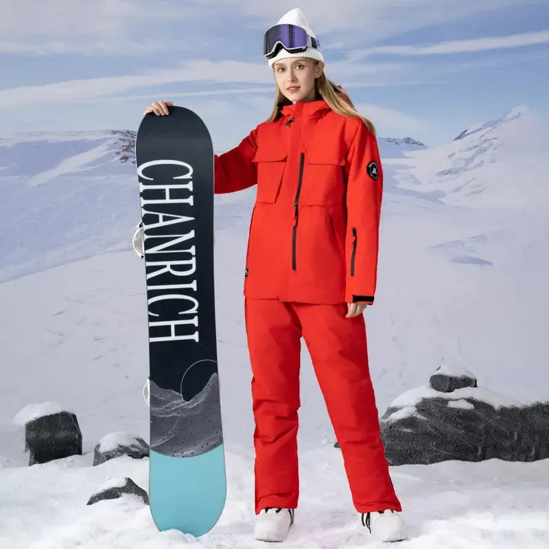 Unisex Outdoor Ski Snow Overalls Solid Color Snowsuits