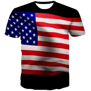 USA T shirts Men Flag Tshirt Anime Statue Tshirts Casual Country T shirts Funny