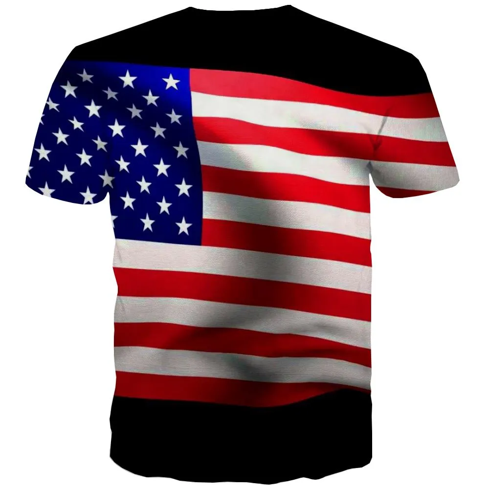 USA T shirts Men Flag Tshirt Anime Statue Tshirts Casual Country T shirts Funny