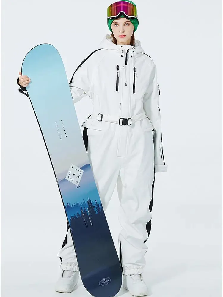 Women One Piece Ski Suits Windproof 2025 Snowboarding Jumpsuit