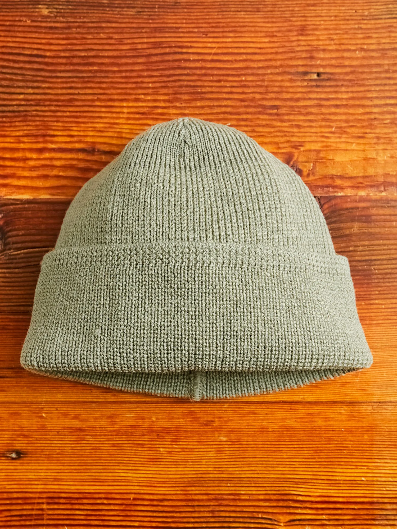 Wool Knit Watch Cap in Sage